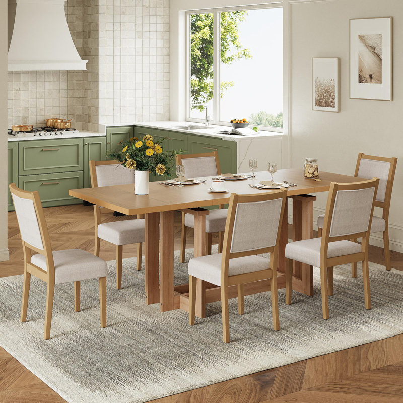 Ensemble de table de salle à manger extensible de 82 pouces avec table à tréteaux Rustic