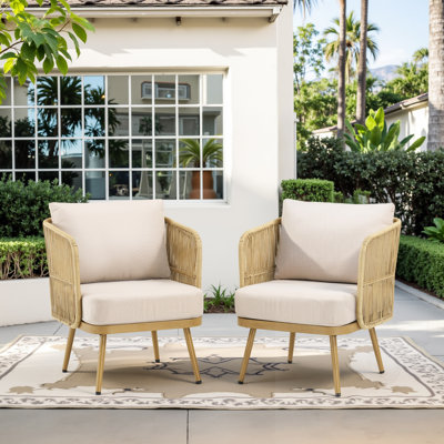2-Piece Wicker Patio Chairs Set with Cushions