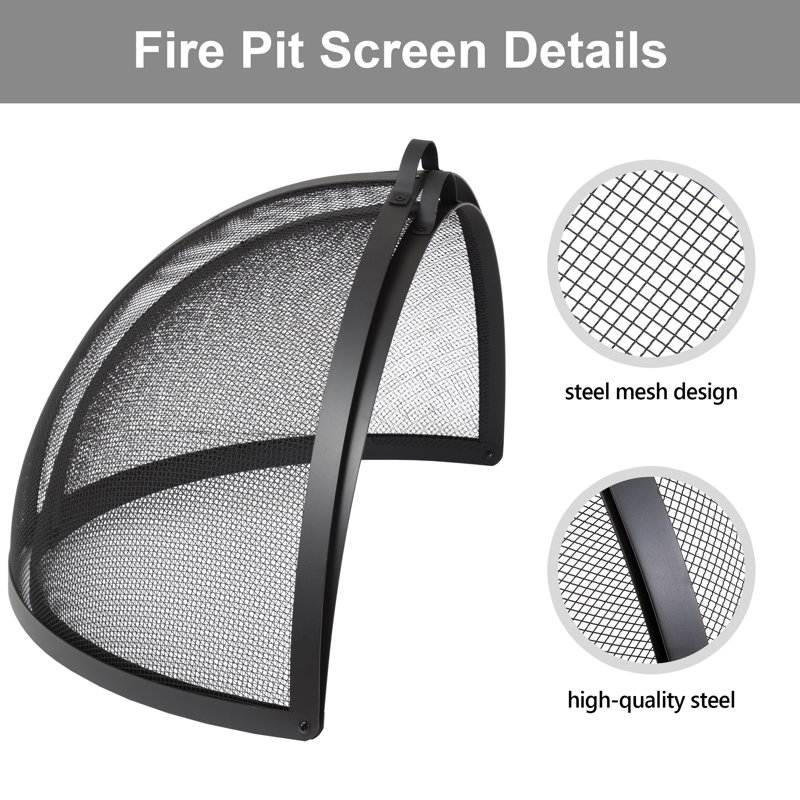 Round Steel Spark Screen, 20.3" H x 36.2" W x 36.2" D
