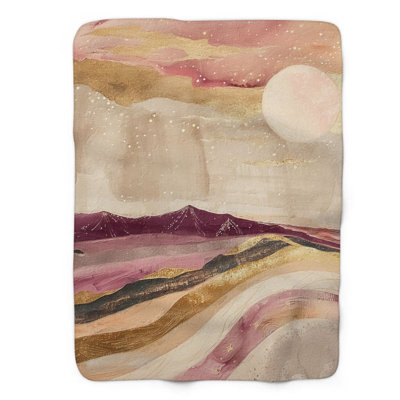 Pink Boho Panorama - 1 Piece Premium Sherpa Blanke Throw Blanket