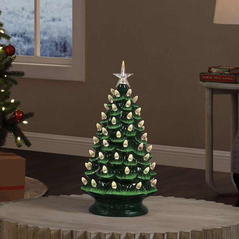18 in. Green Nostalgic Ceramic Tree with Lightshow