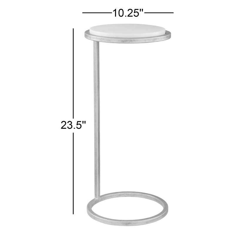Cinna Marble End Table, White Top/Gold Base