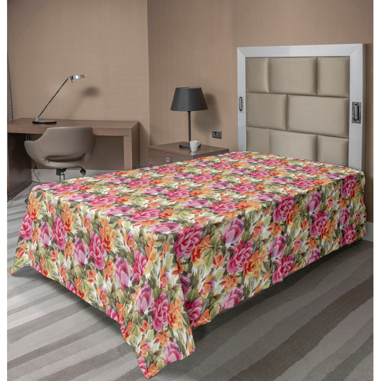 Ambesonne, drap plat floral pivoines, art botanique printanier