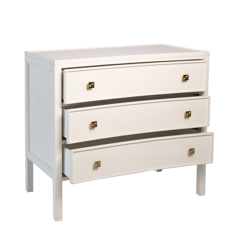 Commode d'appoint 3 tiroirs Grayson, Blanc antique
