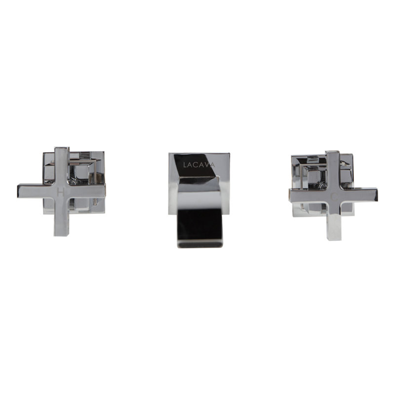 Kubista Wall Mounted Bathroom Faucet, Polished Chrome, Cross