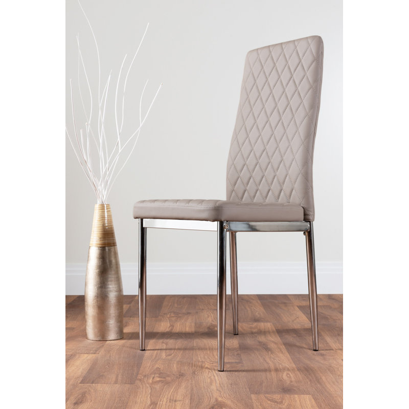 Scottsmoor Modern Grey Dining Table With 6 Luxury Velvet Quilted Dining Chairs, Cappuccino