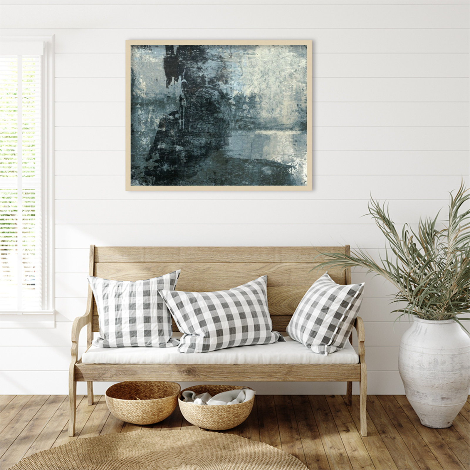 Fresno "Black and Grey and Blue III" Print, 27" H x 33" W, Brown