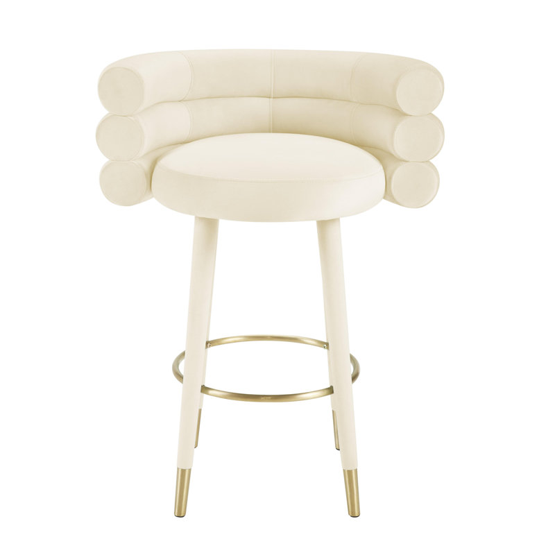 Velours crème Lowther Betty, Tabouret de bar (hauteur du siège : 30,3 po)