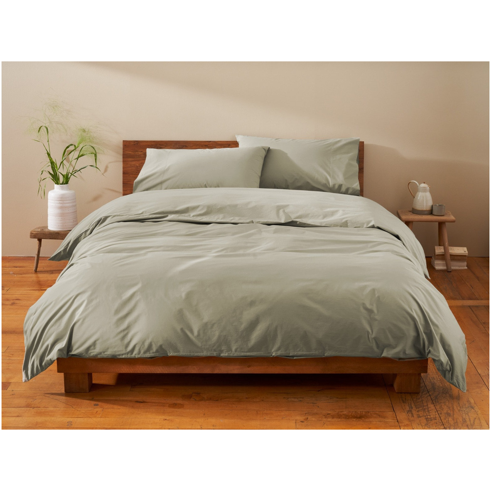 Refined Organic Percale Sheet Set, King Sheet Set with 2 Pillowcases, Undyed