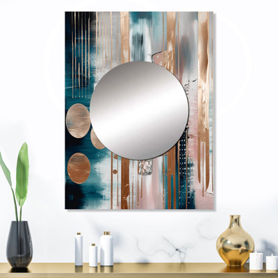 Mechaela Soft Colors Shapes And Lines Marble IV - Miroir mural décoratif en marbre, miroir rose, impression sur métal