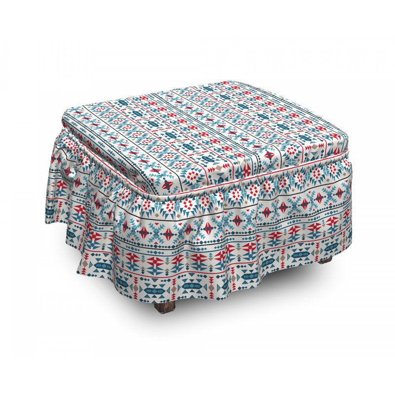 Ensemble de housse pour repose-pieds à coussins carrés de boîtes 2 pièces ethnique native