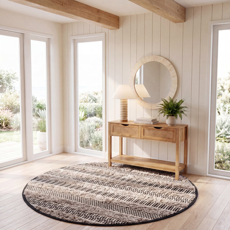 Tapis noir / ivoire Natura 926, Rond 6 pi