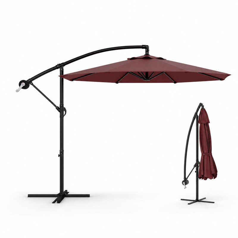 300 cm W X 300 cm D Tilt Cantilever Parasol with Crank Lift, Red