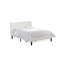 Ensemble de chambre à coucher 3 pièces - Grand lit capitonné à boutons - Tissu en velours blanc lin et tête de lit tapissier et table de chevet au fini lin blanc-1888000319-1888000317