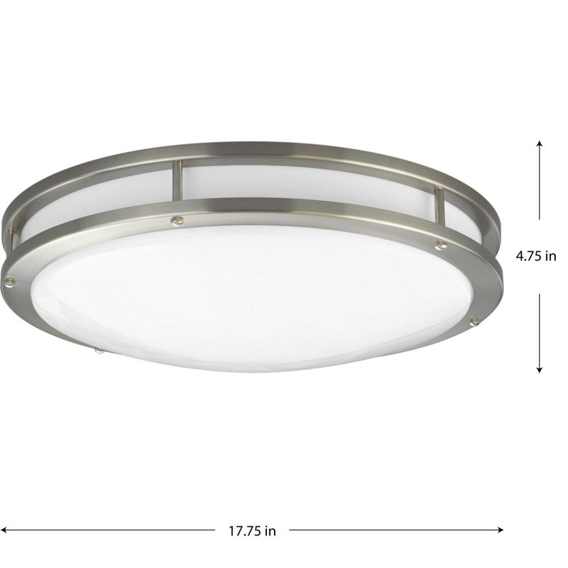 Plafonnier encastré circulaire 1 lumière, H 4,5 po x l 17,625 po, Nickel brossé