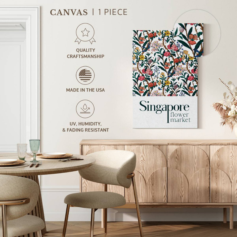 Affiche du marché aux fleurs de singapour, H 24 po x l 16 po