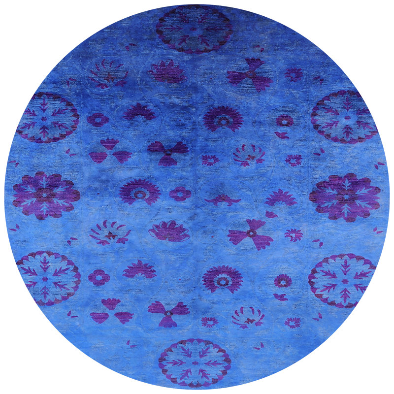 Tapis oriental bleu, Rond 5 pi