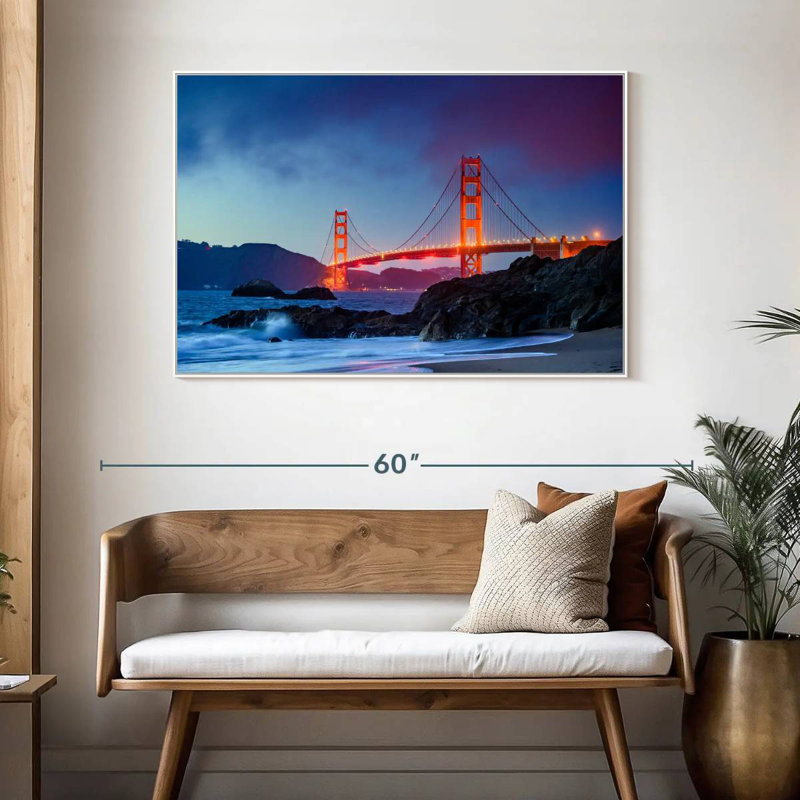 Baker Beach et le Golden Gate, Cadre flottant blanc, 46 po x 31 po