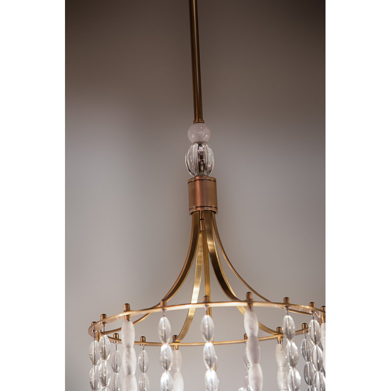 Whitestone 9 - Light Chandelier, Aged Brass