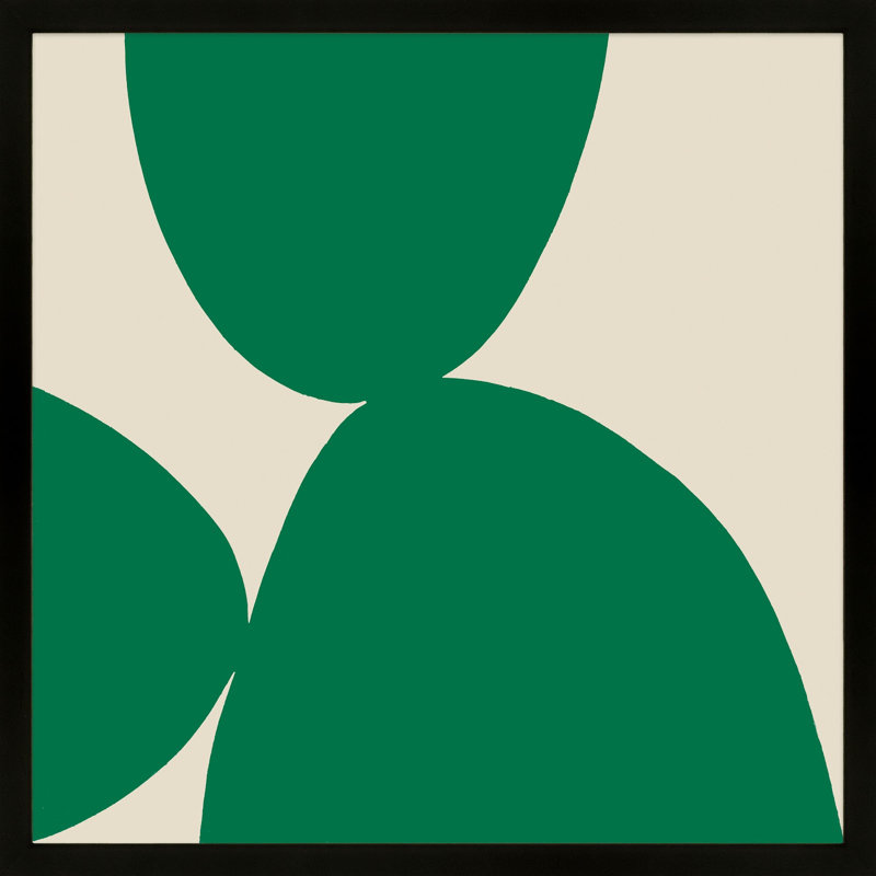 Green Ink 1 Painting by Lee Lessem, Black Framed, 16" H x 16" W x 1.25" D