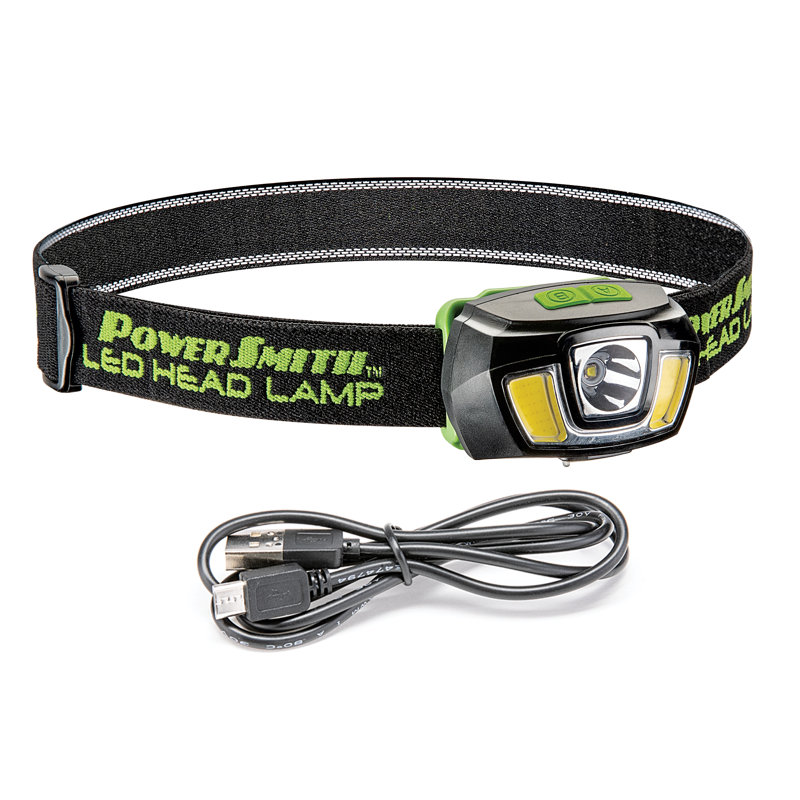 Lampe frontale à batterie au Lithium-Ion rechargeable avec lumo PowerSmith 2 x 250 lumens