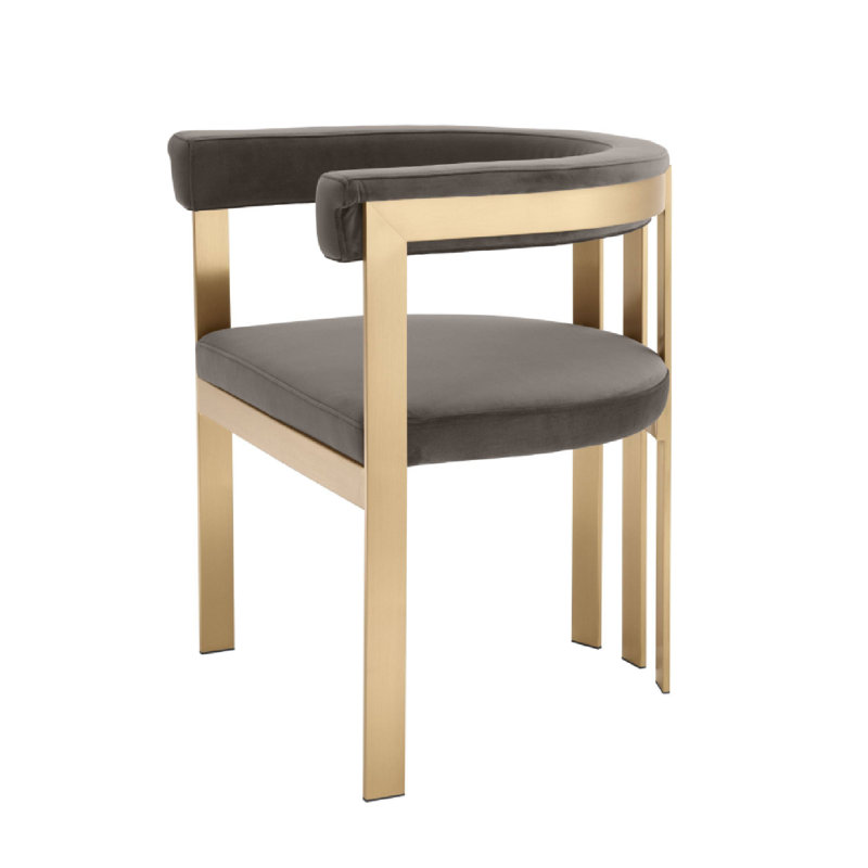 Clubhouse 18'' H Upholstered Armchair, Gray, Brass
