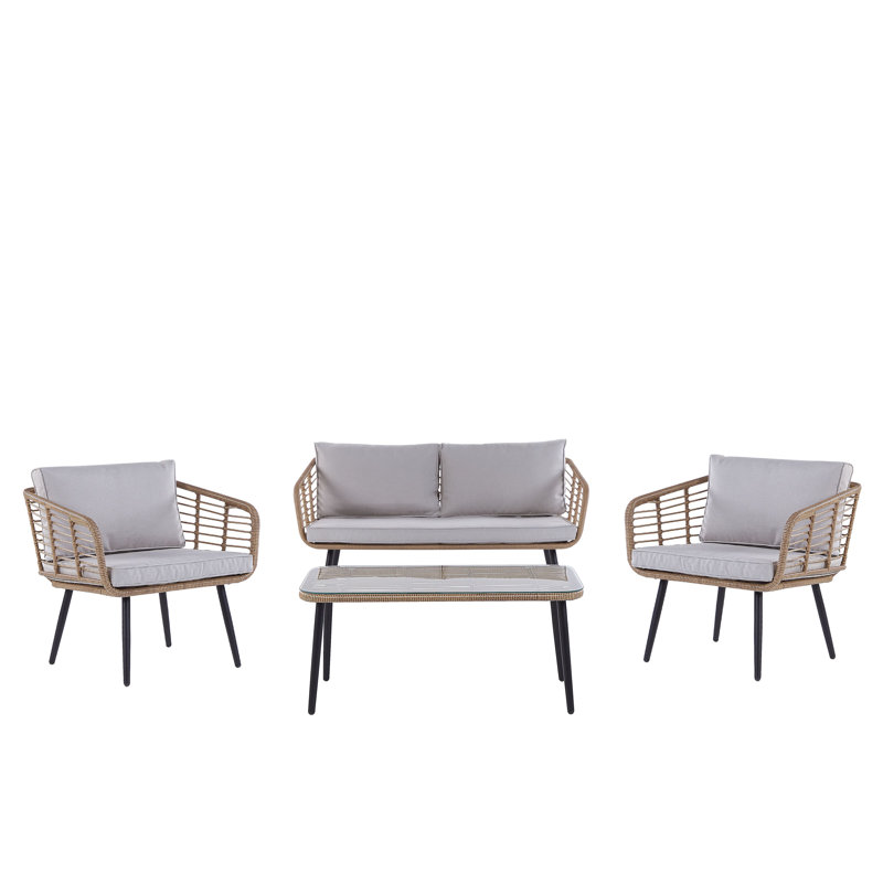 Fembra Rattan 4 - Person Seating Group with Cushions