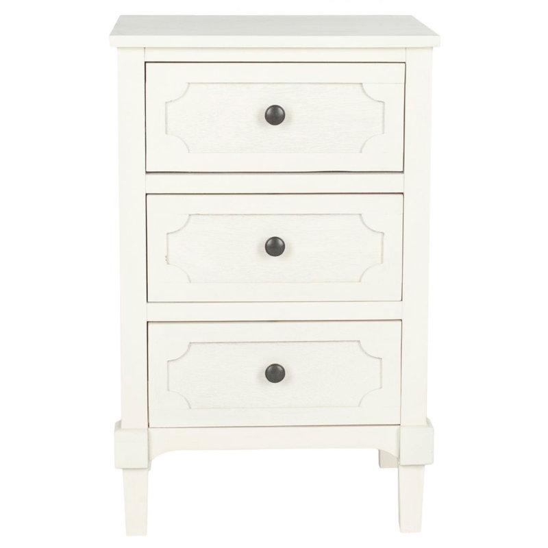 Mattalyn 17'' W Pine Wood White Nightstand - 3 Drawers Boutique Style Farmhouse Side Table for Home, White