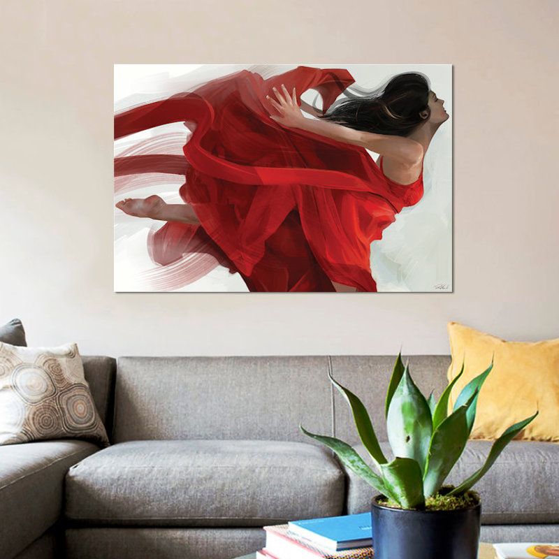 « danse », impression sur toile, H 26 po x l 40 po x P 1,5 po, Toile tendue, Pas de tapis