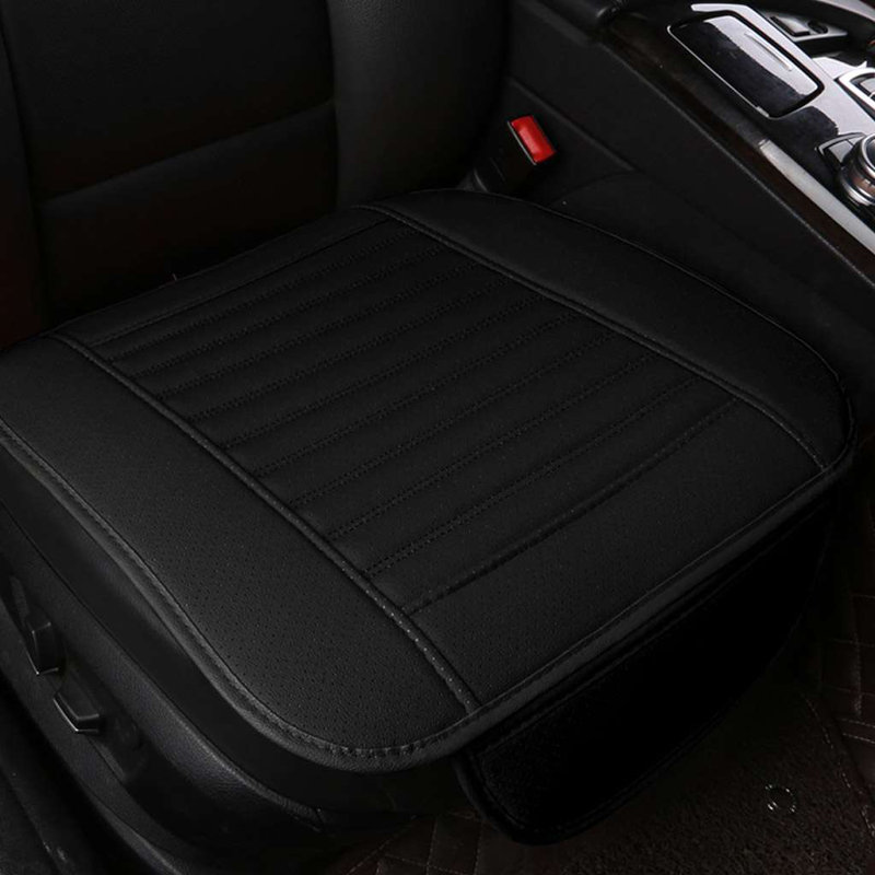 Set of 2 Car Front Seat Covers Universal PU Leather Mat Seat Cushion with Storage Pockets for Car SUV Truck, Black