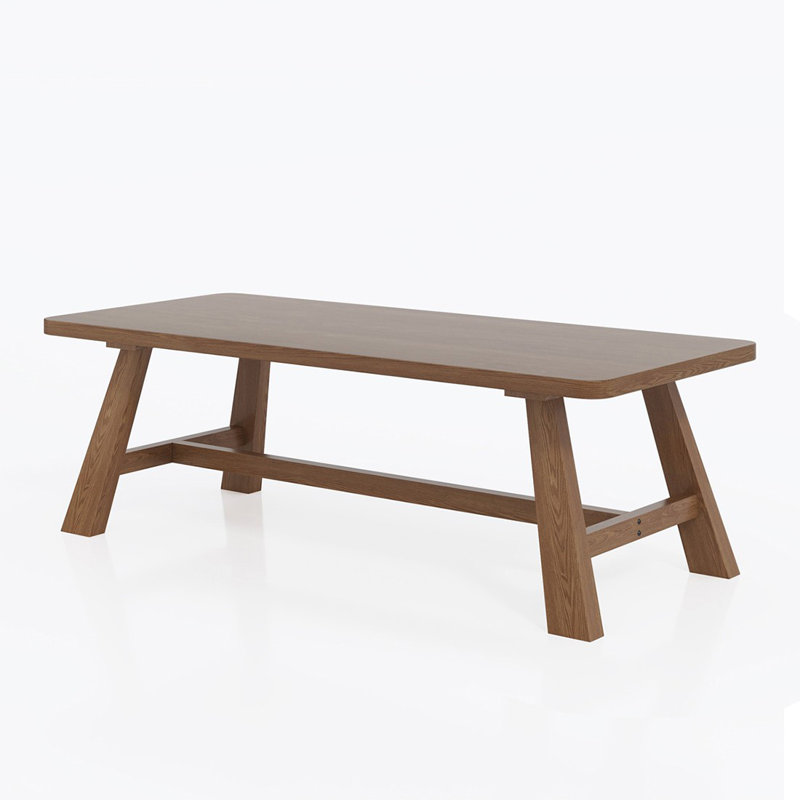 Bureau rectangulaire brun en bois massif, H 29,53 po x l 94,49 po x P 39,37 po