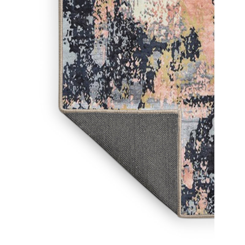 Tapis abstrait bleu / gris, Rectangle 2 pi x 4 pi