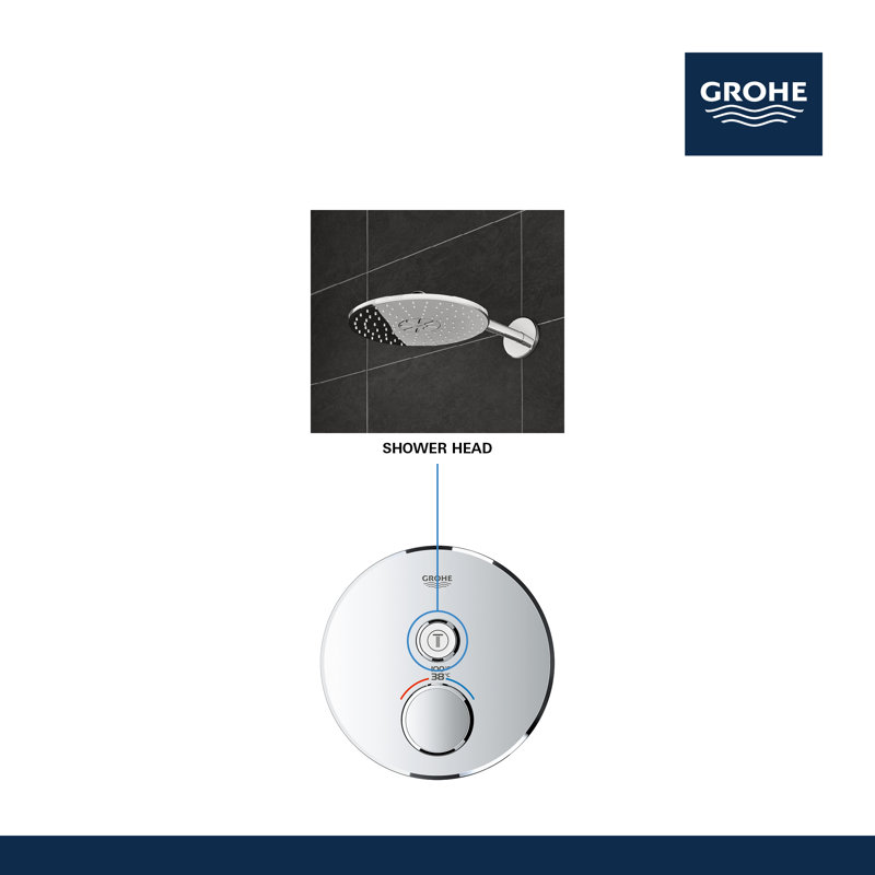 GROHE Grohtherm SmartControl Shower Thermostatic Valve Trim Kit, StarLight Chrome
