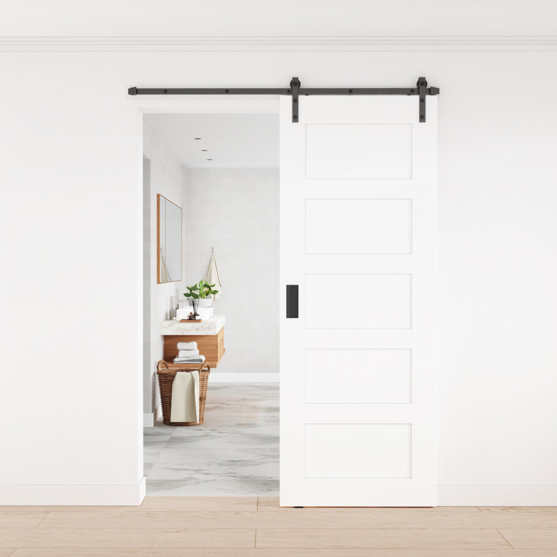 120-inch Matte Black Steel Single Barn Door Hardware Kit