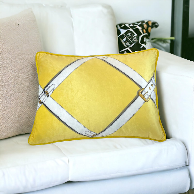  Housse de coussin en velours, Jaune