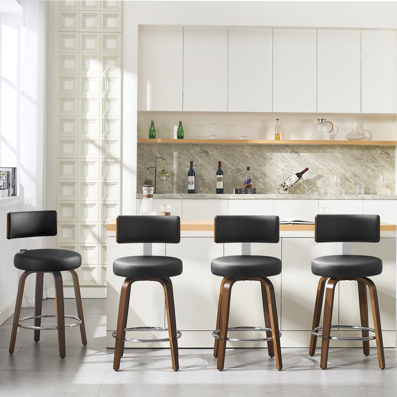Swivel Upholsered Counter & Bar Stool, Counter Stool (26" Seat Height), Black