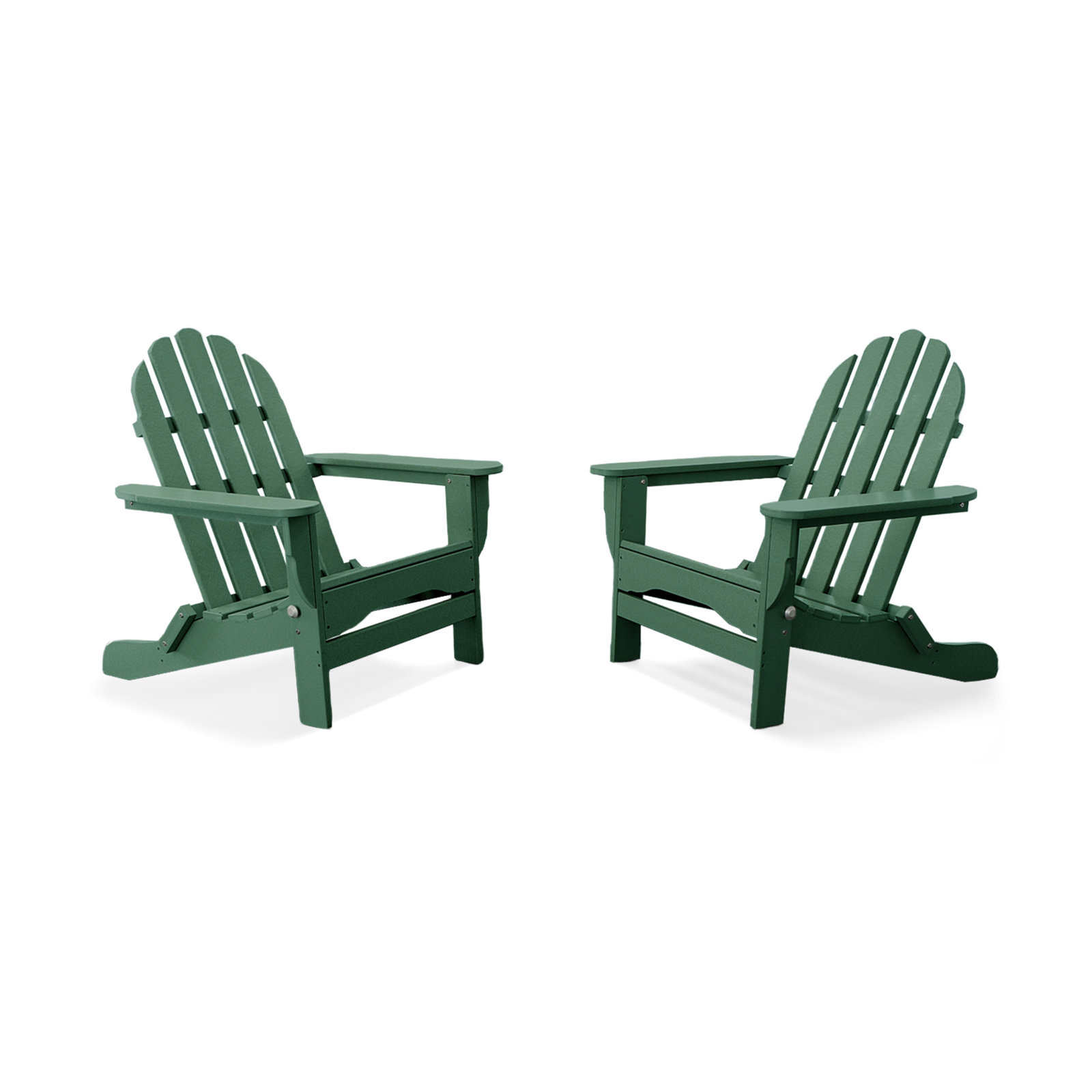 Leighton Foldable Outdoor Adirondack Set, Forest Green