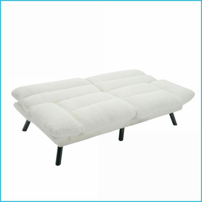Canapé moderne en velours 2 places avec pieds en métal - Petit bureau pour chambre à coucher | Dossier rembourré | Accoudoirs évasés | Ours en peluche