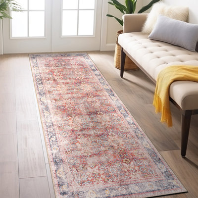 Tapis antidérapant à bordure rétro lavable à la machine