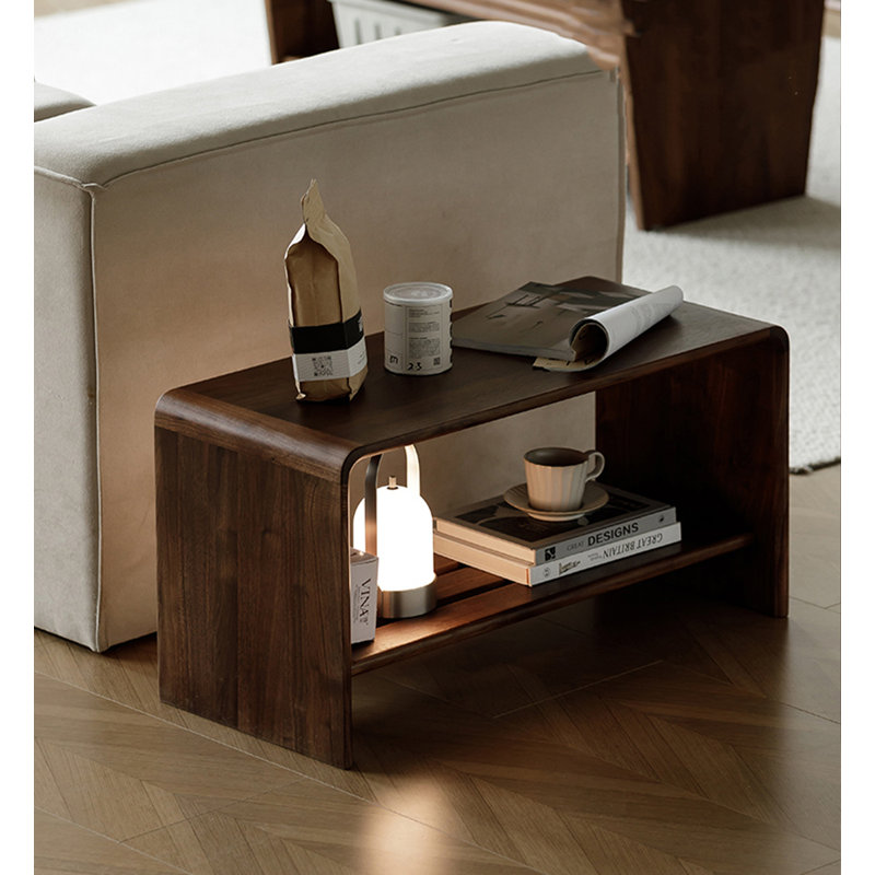 Solid Wood Minimalist Shoe Bench with Open Shelf