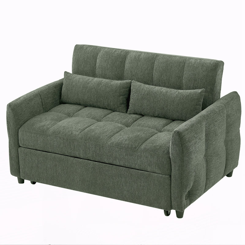 52.8" Loveseat Sofa Pull-Out Sofa Bed Tufted Sleeper Sofa With An Adjustable Backrest, Beige
