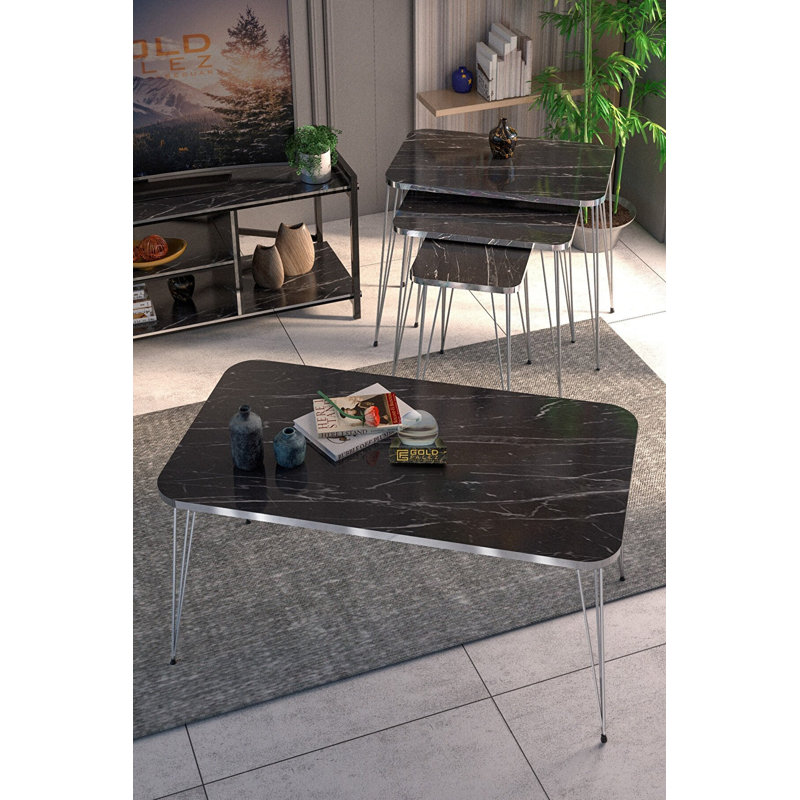 Burkley 35cm Console Table, Black Marble