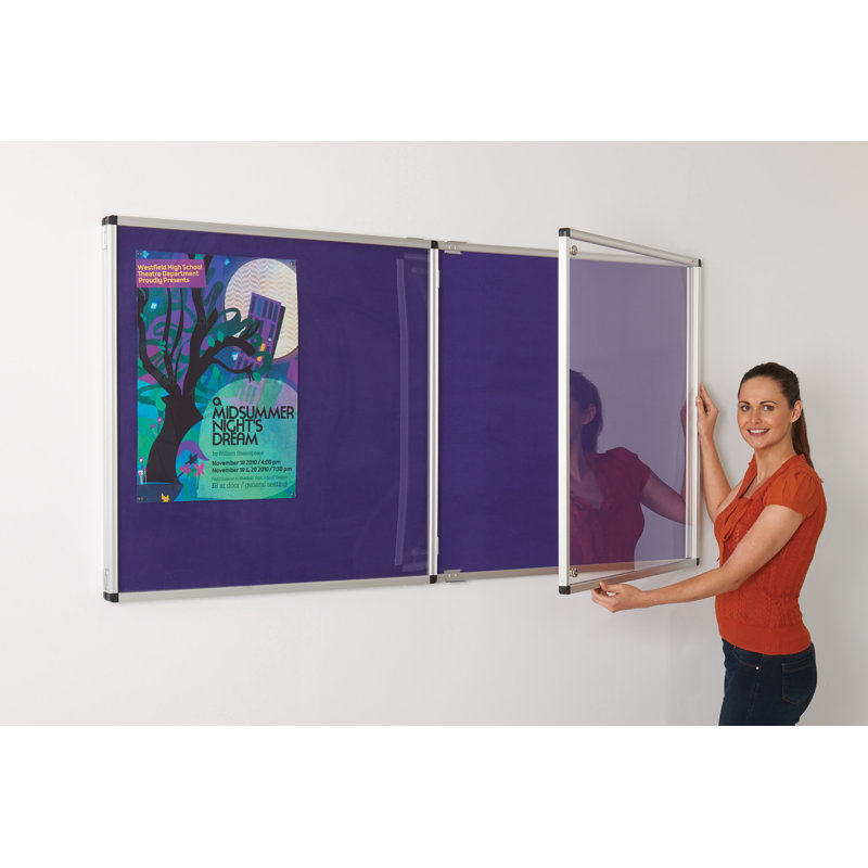 Wall Mounted Bulletin Board, 90 cm H x 60 cm W x 3.2 cm D, Purple