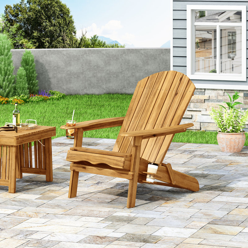 Chaise Adirondack pliante en bois massif Teigan, Teck