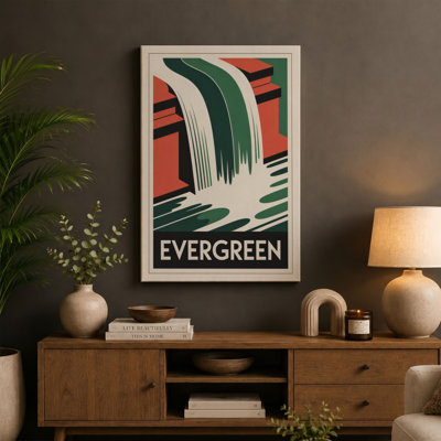 Evergreen Falls Art Deco - Wrapped Canvas