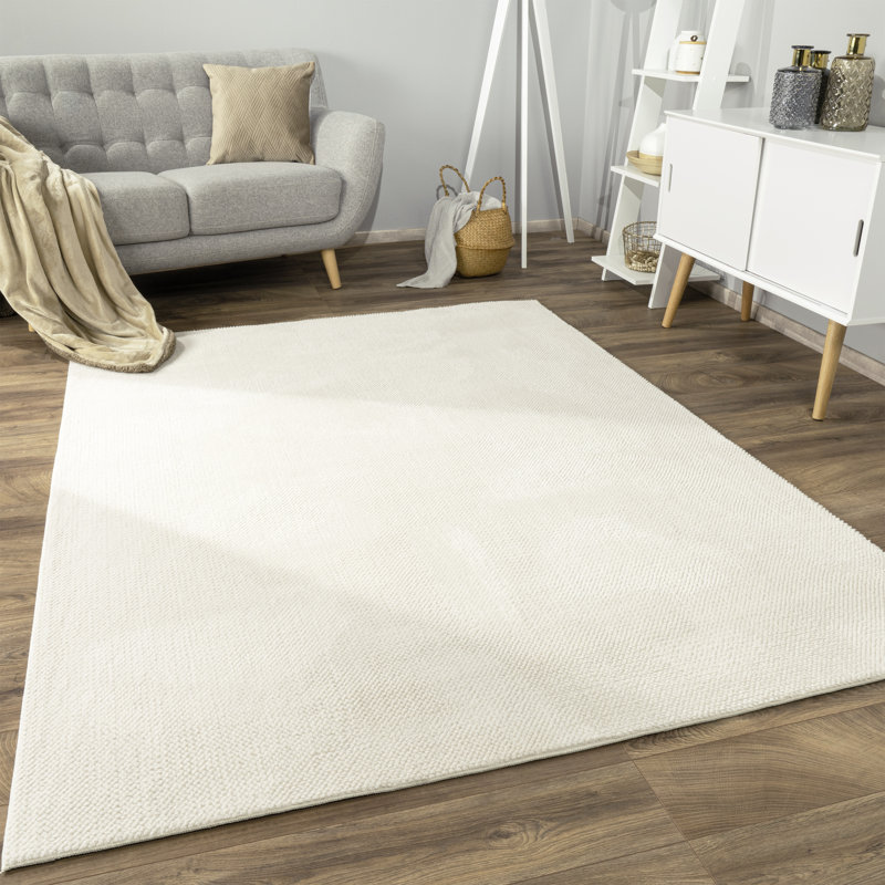 Sevilla Uniform Colour Area Rug, Rectangle 160cm x 220cm, Light Beige