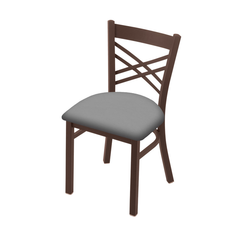 Catalina 18'' H Upholstered Metal Side Chair, Bronze, Vinyl-Canter Folkstone Gray