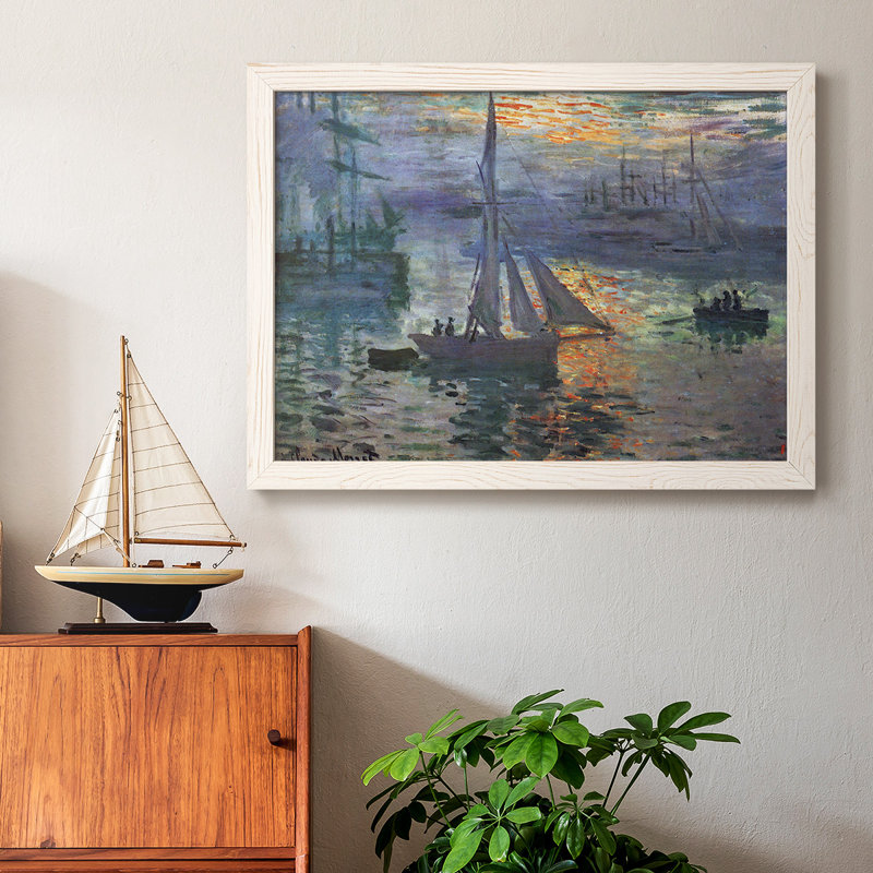 «Sunrise at Sea» par Monet - Toile tendue avec châssis rustique, Blanc, H 18 po x l 26 po x P 1,5 po