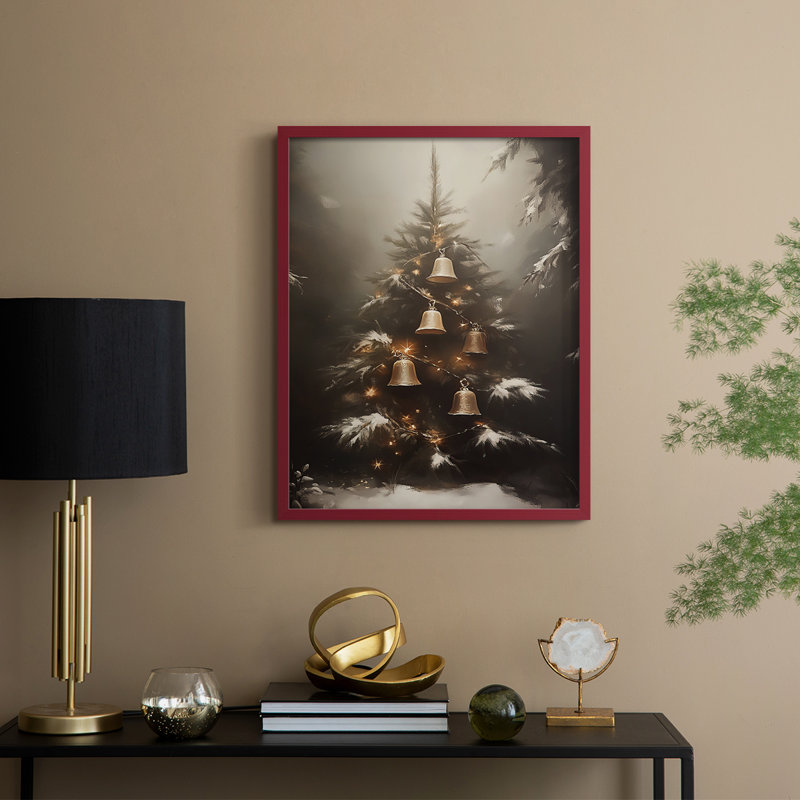 «Christmas Holiday Art», série 2-CLV, reproduction encadrée - bois massif, H 15 po x l 12 po, Rouge