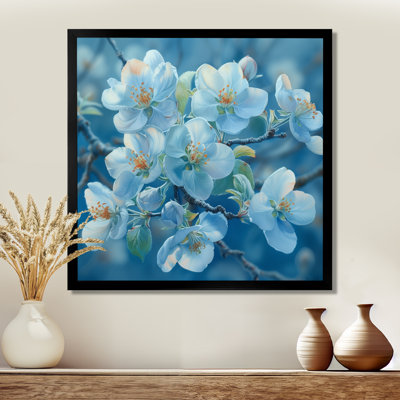 Blue White Apple Blossom Spring Breeze II - Apple Blossom Wall Art